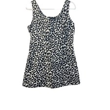Vintage Guess Leopard Denim Sleeveless Dress Women's 11 Black White 90s Mobwife