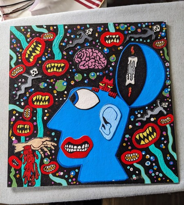 #ad #ad #x27;Losing My Mind#x27; Original Painting Collage Outsider Folk Street Art OOAK $149.99