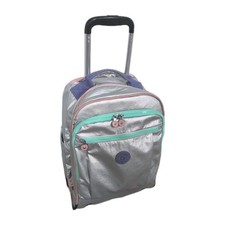 Mochila Rodante Kipling Gaze Grande Metálica Original - Plateada con Pasteles