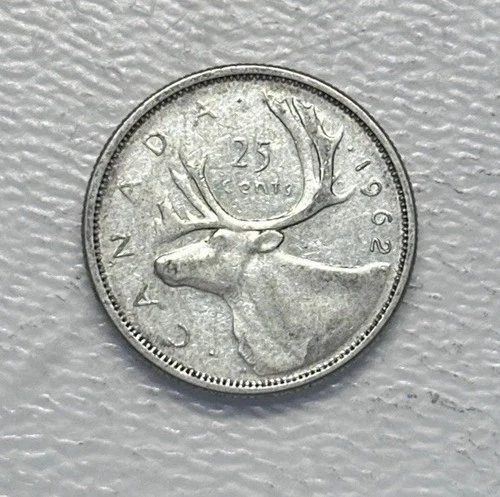 1962 - Canada 25 Cents/Quarter - 0.800 Silver Coin