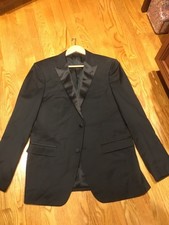 328 Theory Black Two Button Peak Lapel Tuxedo Jacket Size 42R