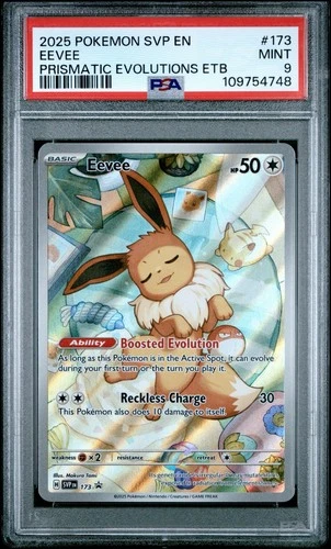 PSA 9 Eevee SVP 173 HOLO Prismatic Evolutions ETB PROMO Pokemon Card MINT