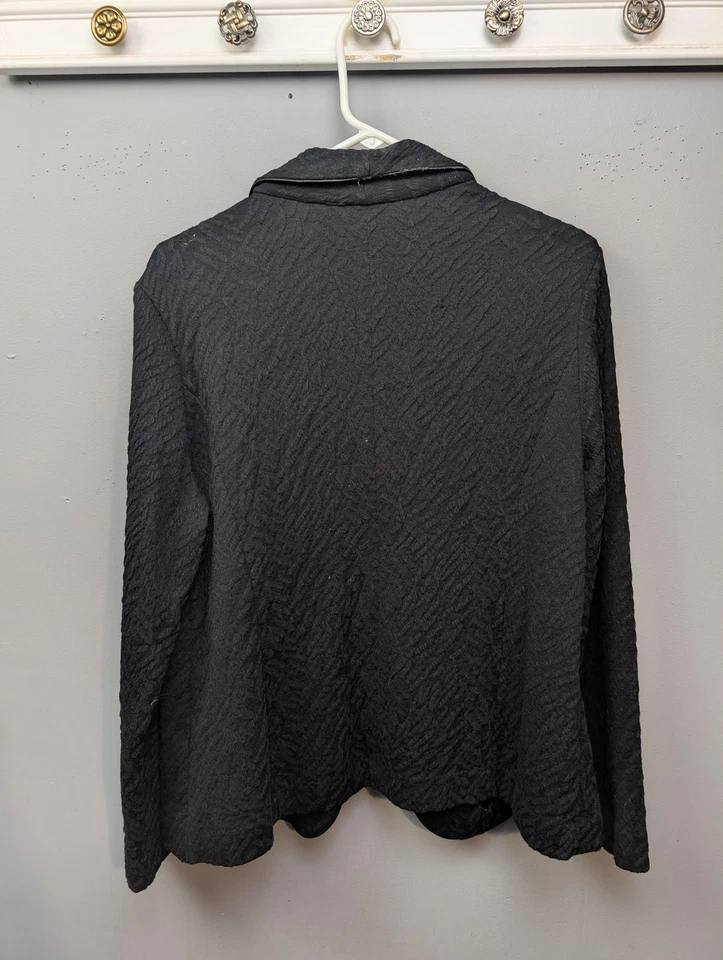 Chico's 2 Suéter Blazer Chaqueta Mujer Grande Negro Texturizado Bolsillos Frontales Abiertos Foto 2 de 4