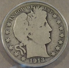 1913 Barber Half Dollar 50c ANACS Certified G-4
