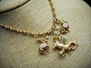 Authentic Vintage Stamped STERLING R.L.D. @ 88 Gold Plated Carousel Horse 15" Necklace