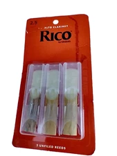 Rico Alto Clarinet Reeds, Strength 2.5, 3-pack RDA0325. Unfiled. D'Addario. NEW