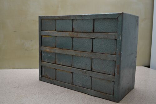 Vintage 50s Industrial BLUE METAL PARTS DRAWERS Cabinet Rustic Workshop Rota - Picture 6 of 8