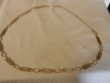 Vintage Polished Gold Tone Women's Costume Jewelry Belt Rectangles  Ovals