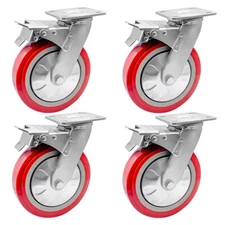 4 Pack 8" X 2" Heavy Duty Caster Locking Swivel Caster Wheels PU On Polyolefin