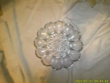 CLEAR GLASS VINTAGE DEVILED EGG SERVER SMOOTH GLASS TEXTURE