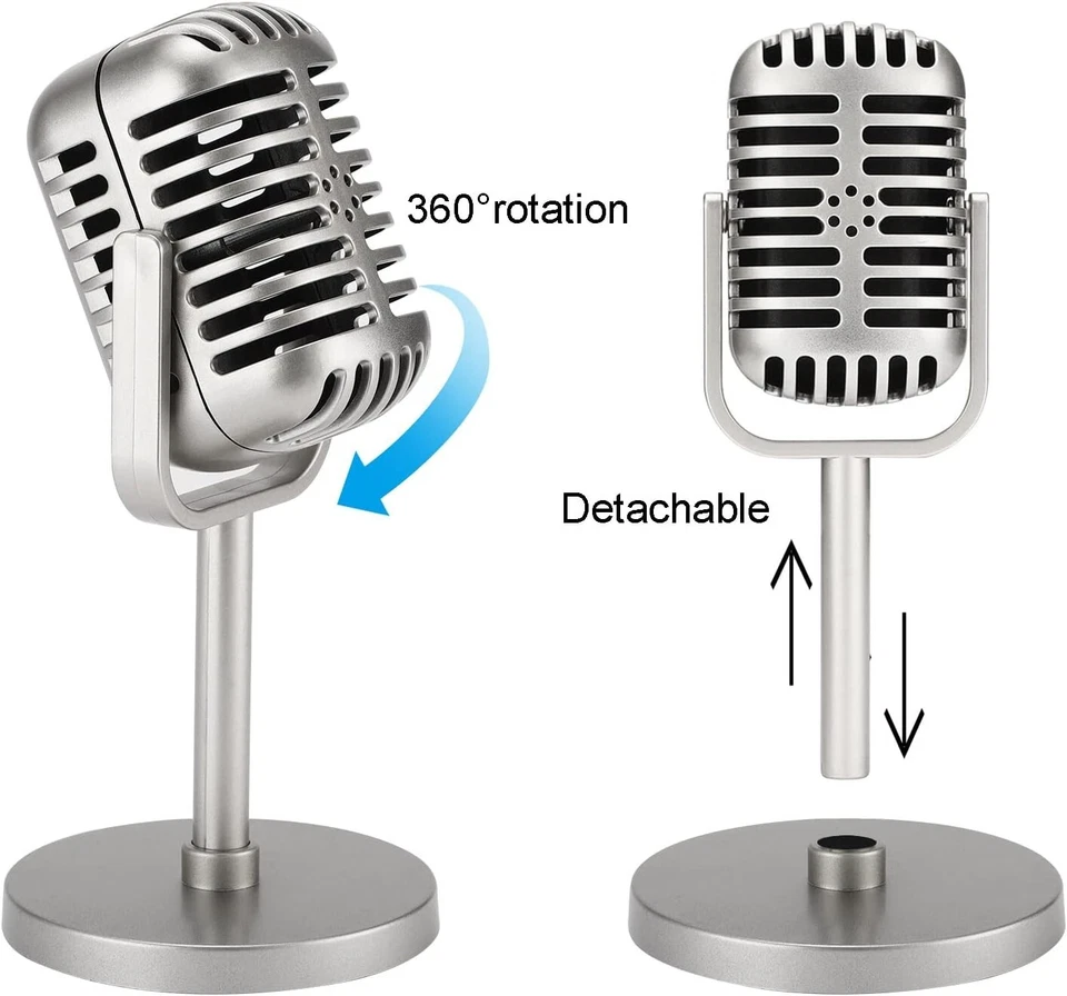 Microphone Vintage Look Old Style Dynamic Vocal Classic Retro Studio Stage Voice - Image 4 of 4