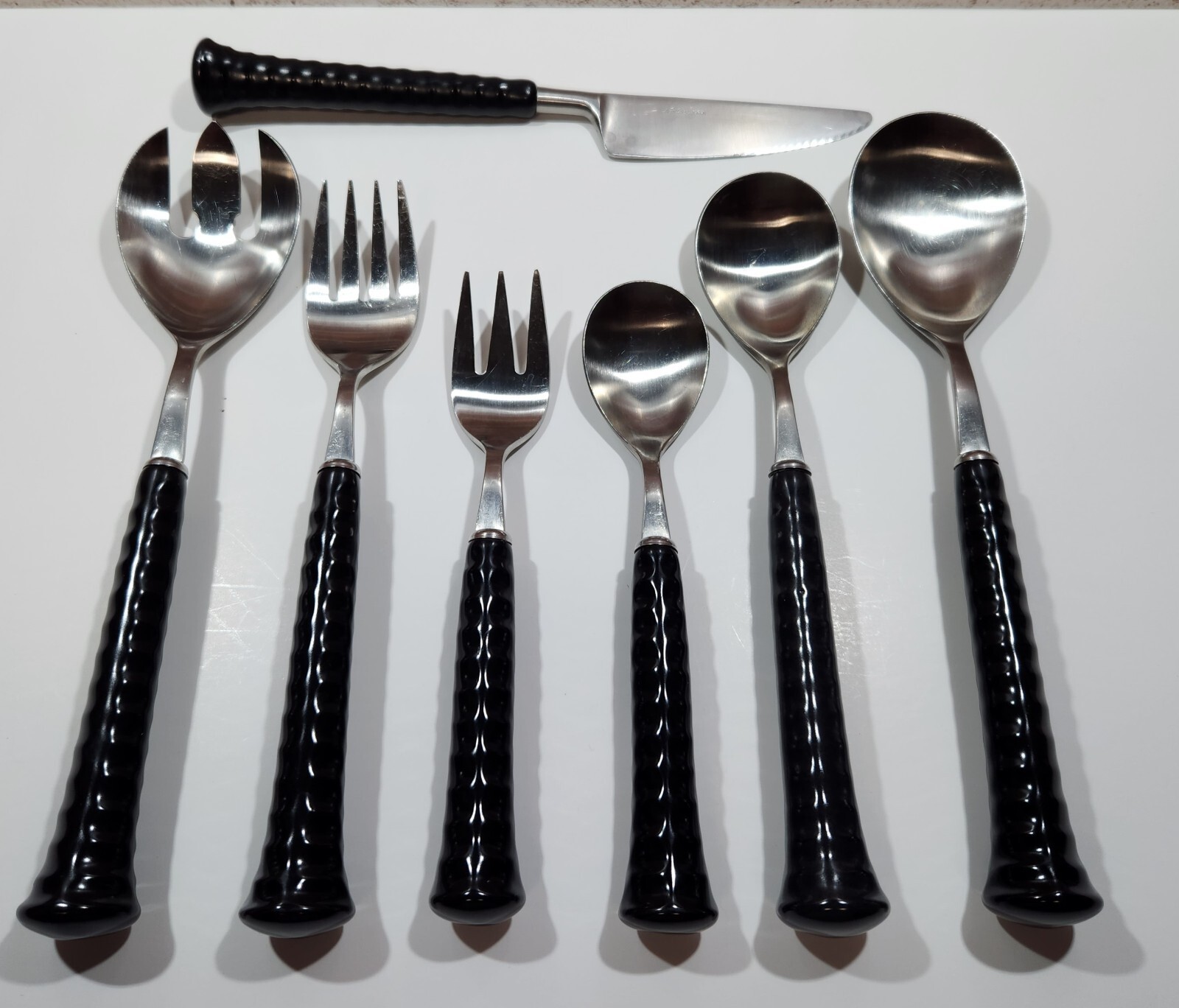Noritake Primastone Ribbed Decision Black Stainless Flatware Japan sold by piece