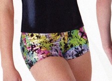 NWOT Axis Booty Shorts Dance Gymnastics Multi Color Foil Print Girls Sz Medium