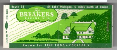 THE BREAKERS Route 32 Racine WI Full Length w MAP Unstruck VINTAGE Matchbook