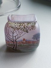 Ancien Vase François-Théodore LEGRAS paysage Lacustre Violine Vert Bleu 1900