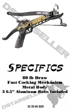 Hunting Pistol Crossbow Metal or Fiberglass CHOOSE YOUR STYLE! *Bolts Included*