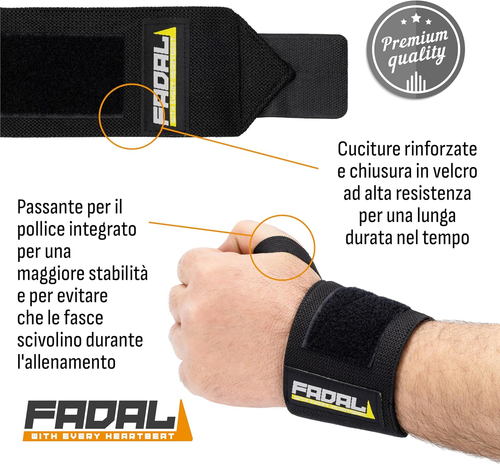 Polsini Palestra Uomo Professionali Crossfit - Supporto Polsi per Bodybuilding C - Foto 4 di 12