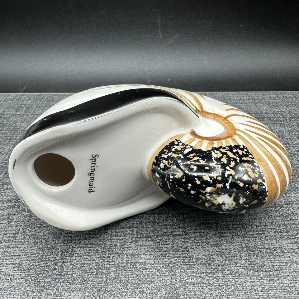 Soporte de cepillo de dientes vintage Springmaid Stripe Nautilus Seashell baño limpio Foto 4 de 4