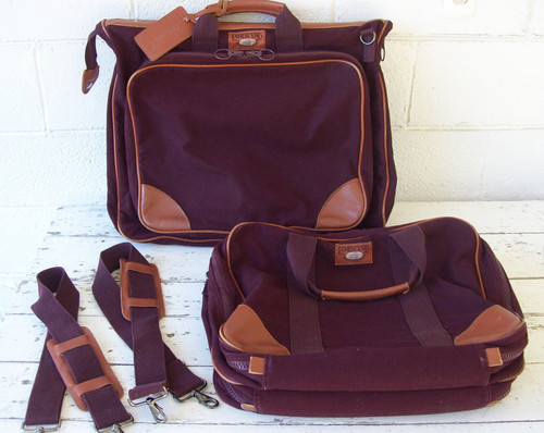 Vintage Lands' End Deluxe Square Rigger Canvas Bags w/Straps~Garment & Carry-on