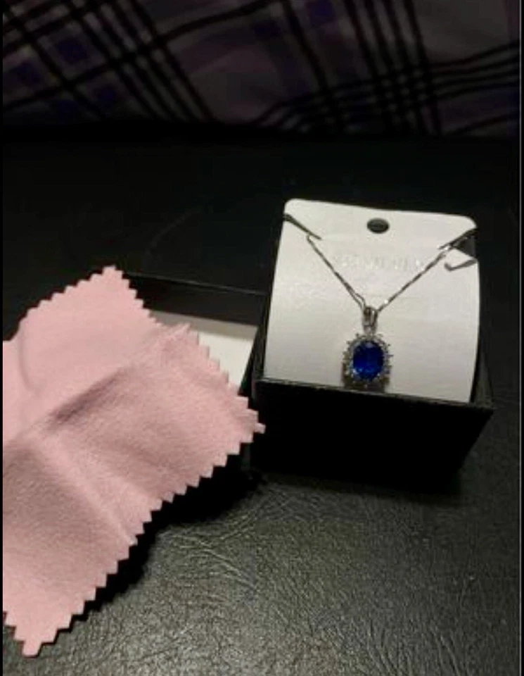 925 Silver Blue Sapphire Ring Bracelet Necklace Jewelry Set - Image 4 of 4