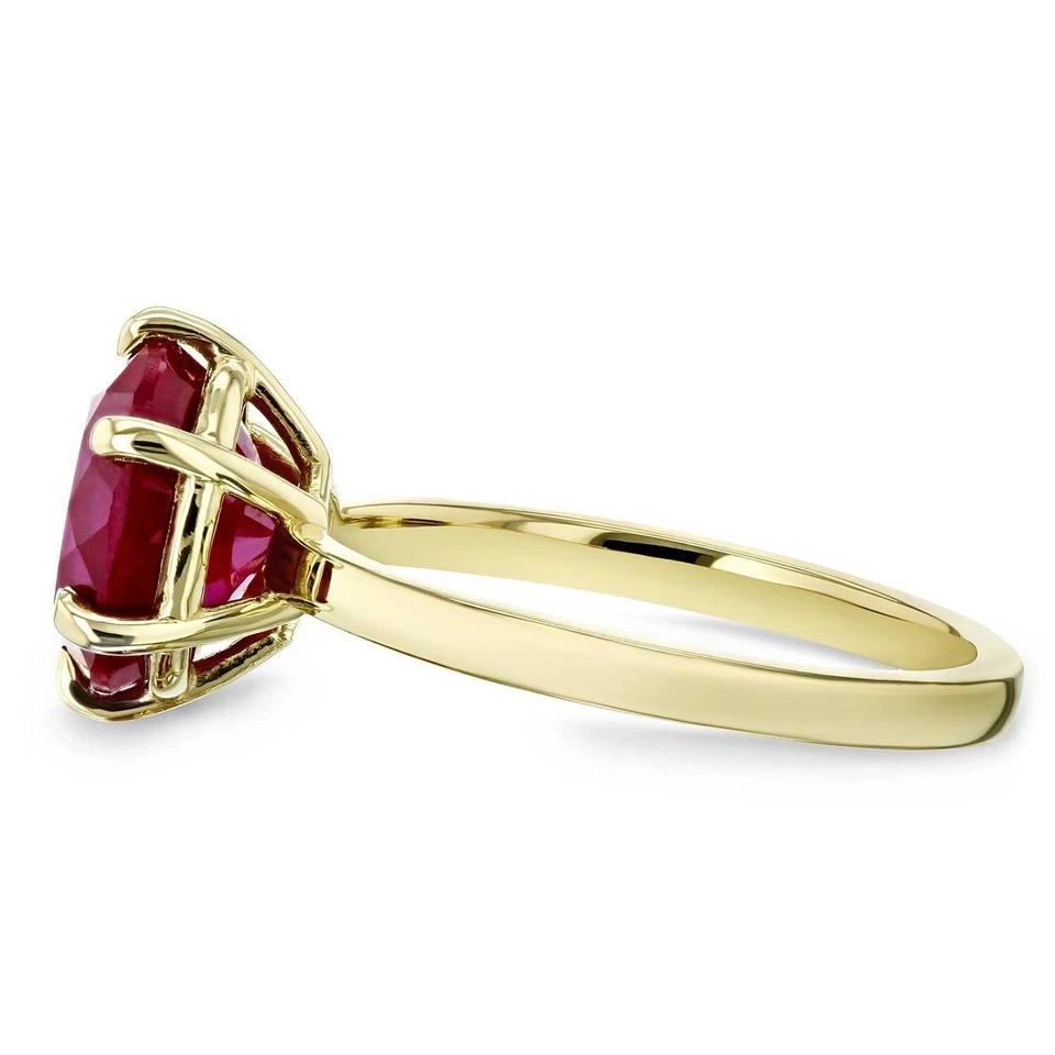 Natural certified 6.00 Carat 925 Sterling Silver Handmade Gold Plated Ruby Ring - Image 3 of 4