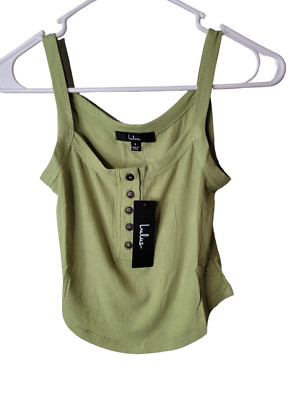 Lulus Size Small Womens Crop Top Green Sleeveless Shirt NWT