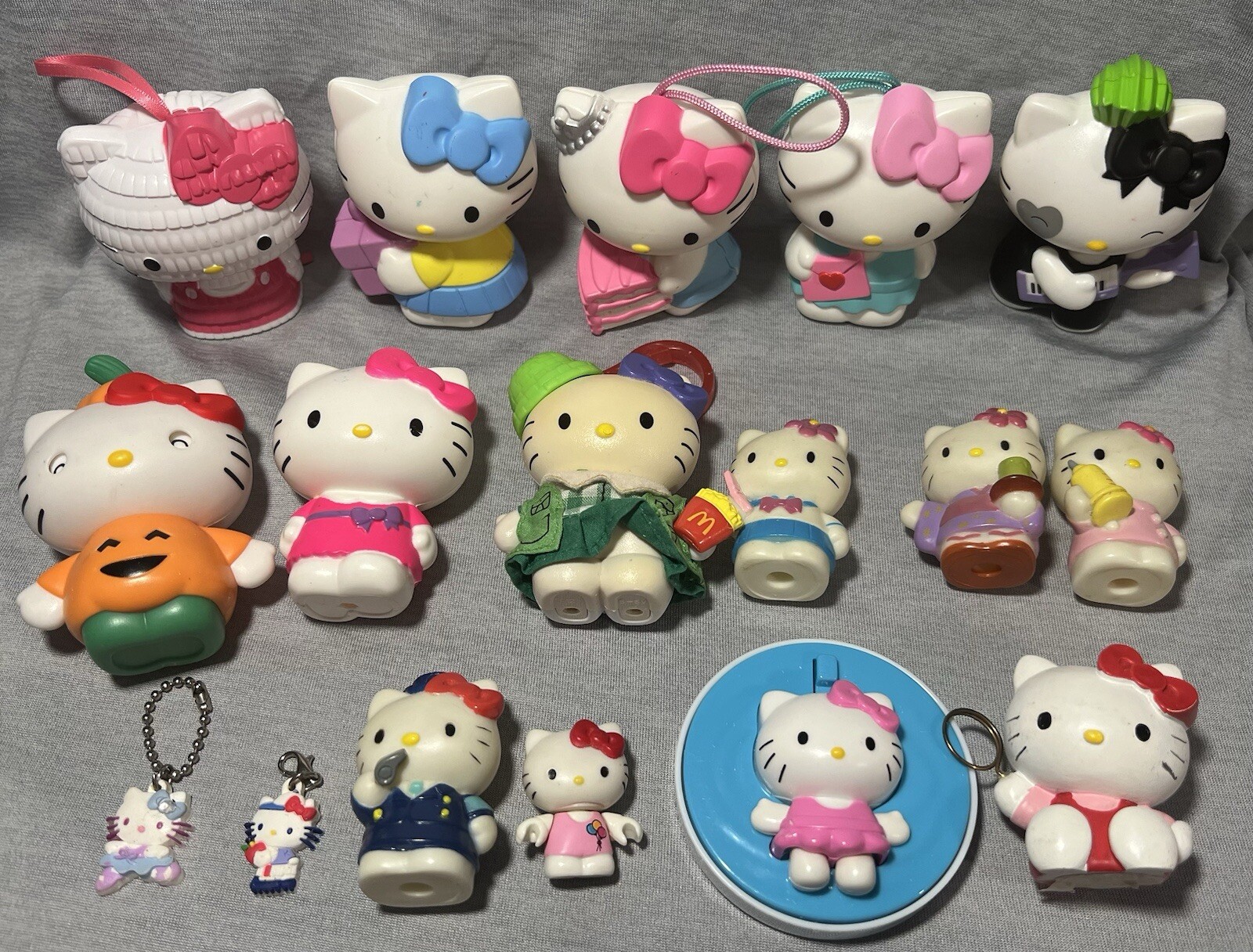 Hello Kitty Lot - McDonalds Plastic Toy Figures and Other Items  USED Condition