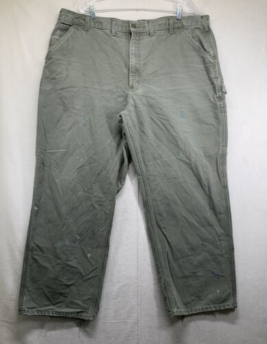 Vintage Carhartt Carpenter Work Pants Mens Size 44x30 Olive Green B11 MOS 90s