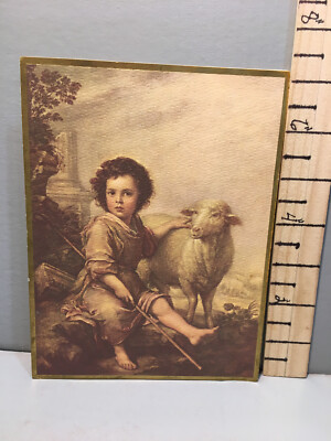 Vtg Christmas Card Devine Shephard Sheep ''Nice Art'' by;Murillo s