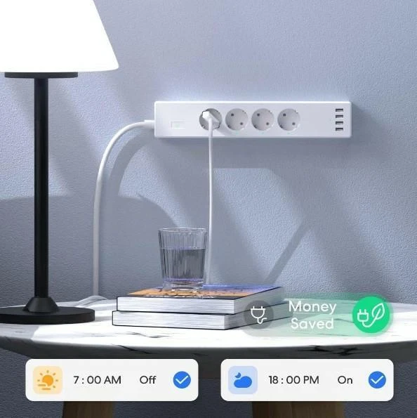 Intelligente Steckerleiste Meross MSS425F WLAN 4x USB 1,8 m weiß B-WARE - Bild 3 von 4