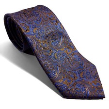 Light Blue  Gold Paisley Jacquard Tie Handmade 