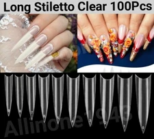 Long Stiletto French Artificial False Fake Nail Tips - Jargod