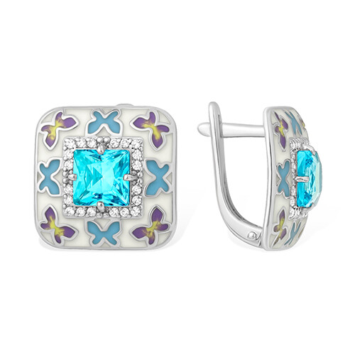 Ohrringe Silber Emaille Topas Ohrschmuck Echtschmuck bei Secretforyou - Picture 1 of 1