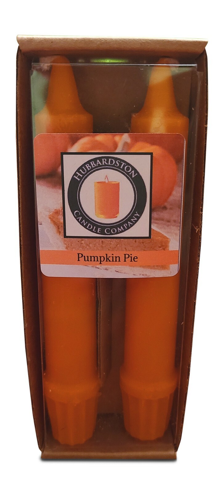 100 Percent  Pure Beeswax 6" Pumpkin Pie Scented Taper Candle Pair 