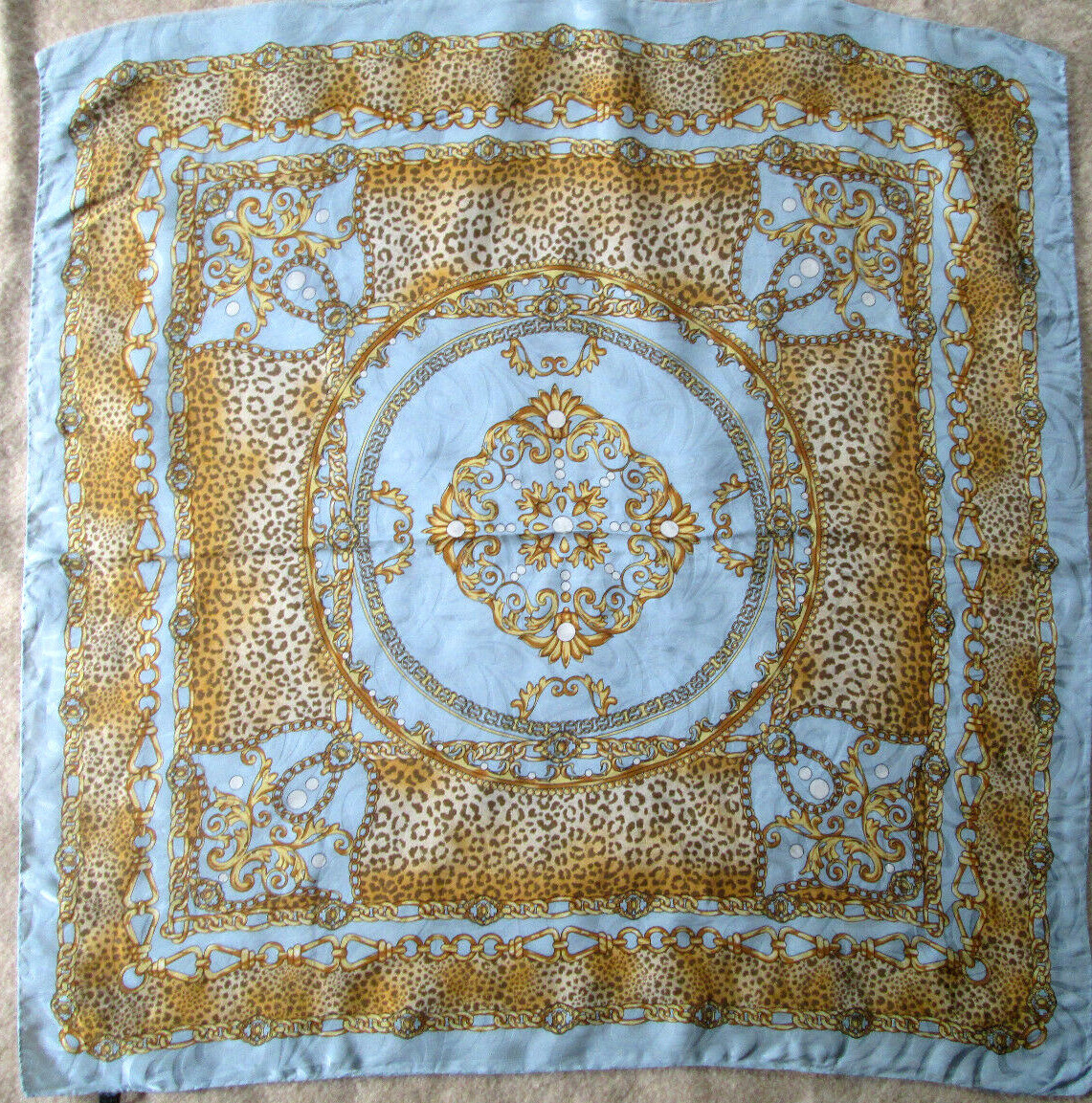 Superbe foulard soie TBEG vintage scarf 87 x 87 cm