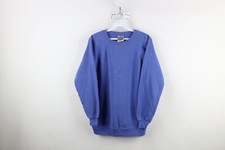 Vtg 90s Streetwear Womens Large Faded Blank Crewneck Sweatshirt Periwinkle USA