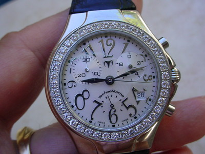 TechnoMarine Chronograph, Diamond Bezel, Factory Box.