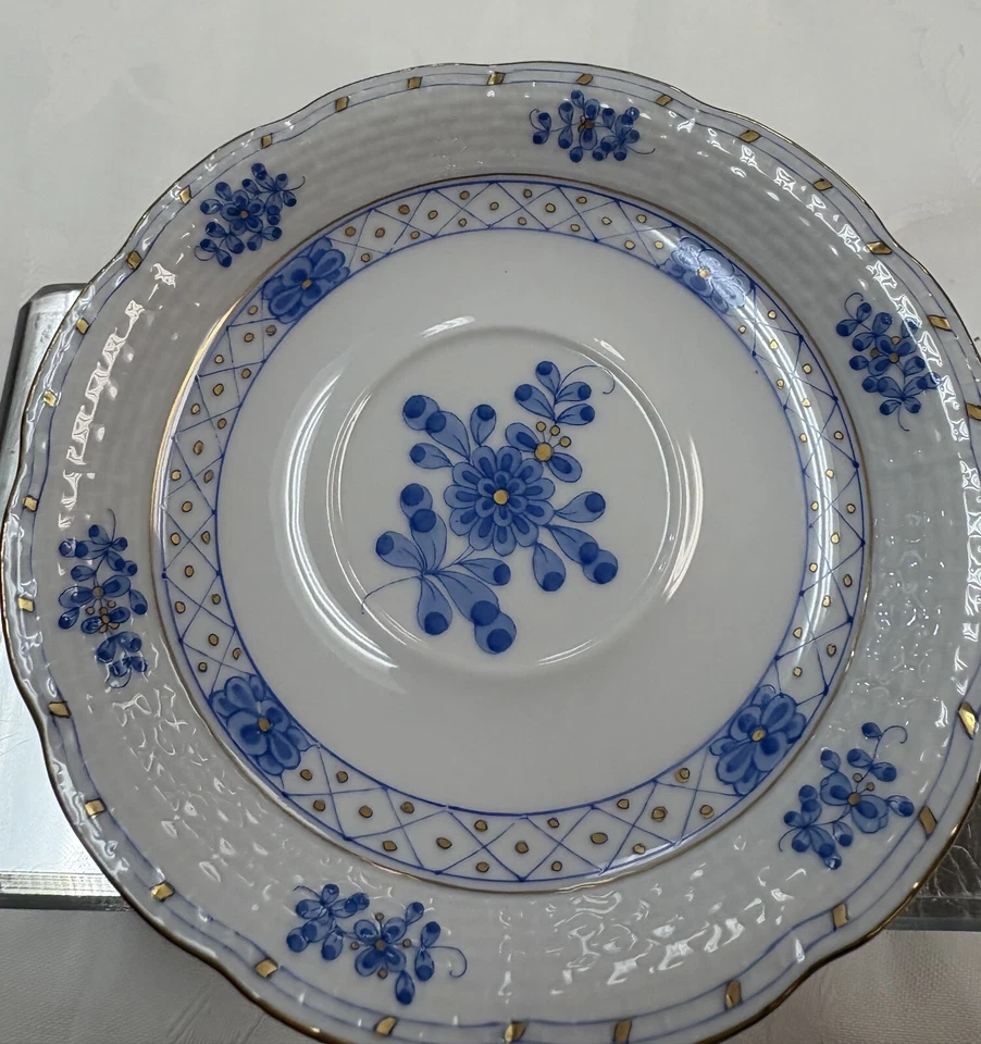 Herend Blue Garden Tea Cup and Saucer, NEW - Image 4 of 4