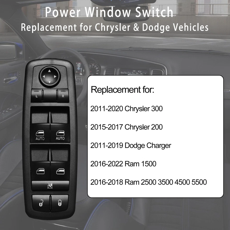 Master Power Window Control Switch for Chrysler 200 300 Dodge Charger Ram 4-Door Foto 3 de 4