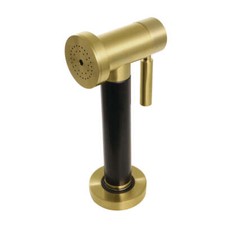 Kingston Brass Brass Kitchen Faucet Side Sprayer w/Black Grip in Brushed Brass