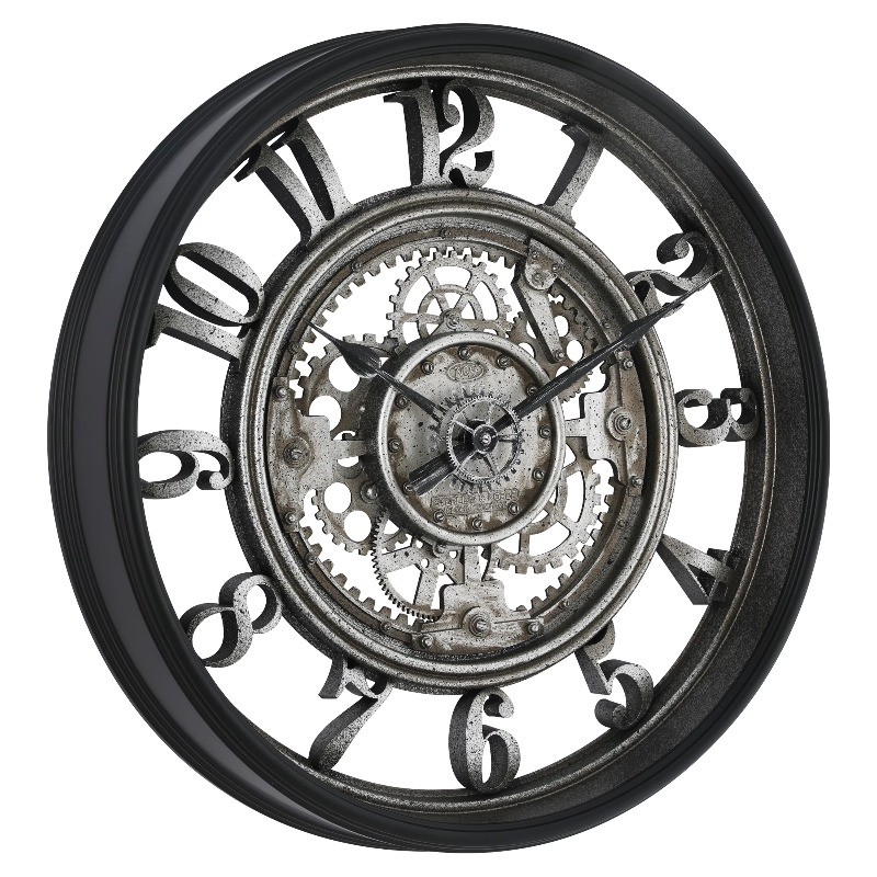 Better Homes & Gardens 20" Rustic Metal Arabic Moving Gear Analog Wall Clock
