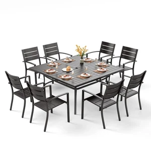 9 Pcs Patio Dining Set Outdoor Metal Table Chair Furniture Set for Garden Yard