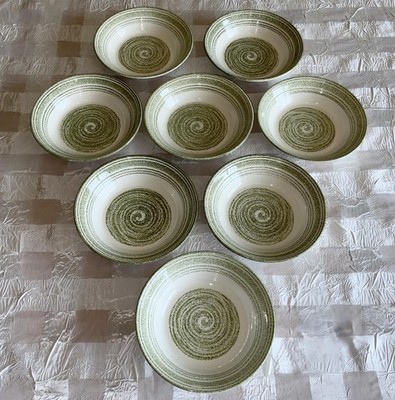 ExeCond Set of 8: El Verde Max Schonfeld Cereal Soup Salad Bowls 6¼'' Green Swirl