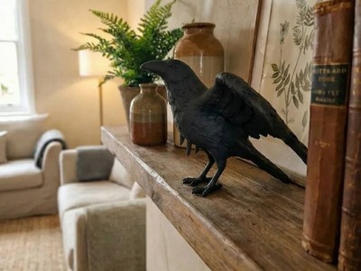 Custom Made Raven Art Statue Black New Perfect Art Home