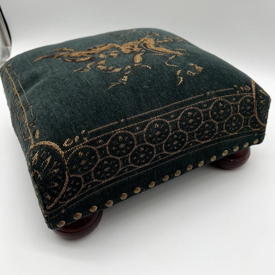 Tapiz de querubín estilo victoriano reposapiés con pies de bola años 80 11,5 x 11,5" Foto 3 de 4