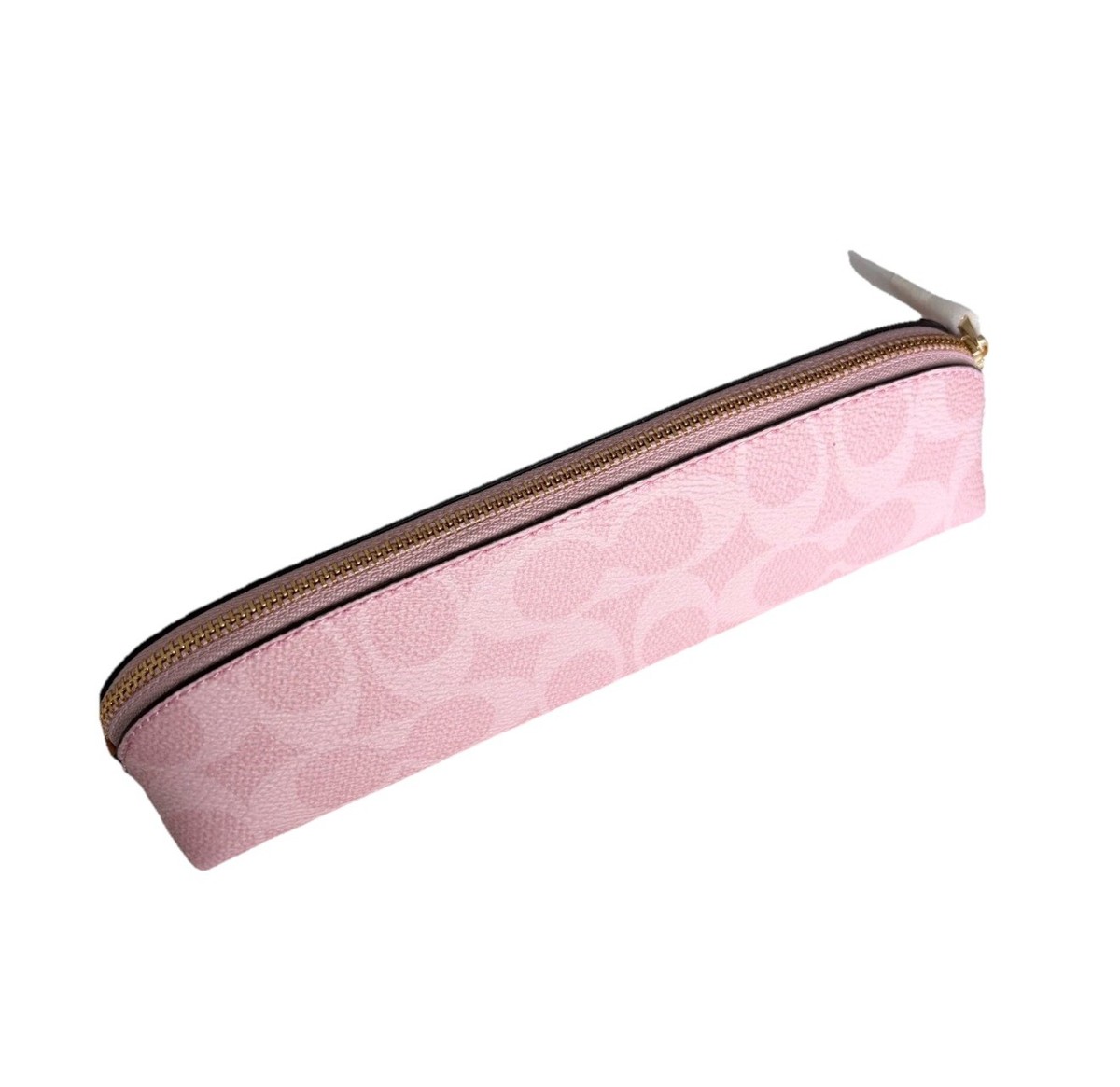 NWT COACH Pencil Case Signature Print CEA52 Leather Powder Pink