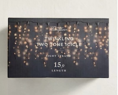 Anthropologie Terrain Stargazer Twinkling Two Tone Icicle Lights - 15 Ft. - NIB