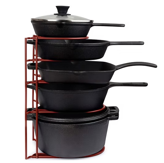 ОРГАНАЙЗЕР ДЛЯ СКОВОРОД И ГОРШОЧКОВ CUISINEL HEAVY DUTY - 5-ЯРУСНАЯ ПОДСТАВКА - 15 ДЮЙМОВ - КРАСНЫЙ - КРАСНЫЙ