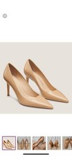 Stuart Weitzman Power 85 Pointed Toe Leather Heels in Nude