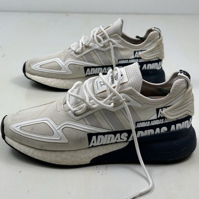 Size 9 - adidas ZX 2K Boost Bold Logo Graphic - White Navy for